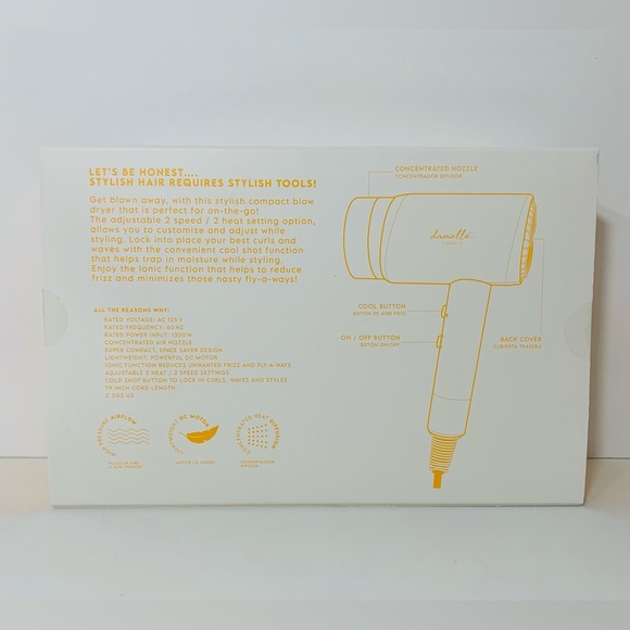 🆕 Danielle Creations lonic Gold Hair Blow Dryer With Adjustable Speed & Heat - Picture 6 of 7